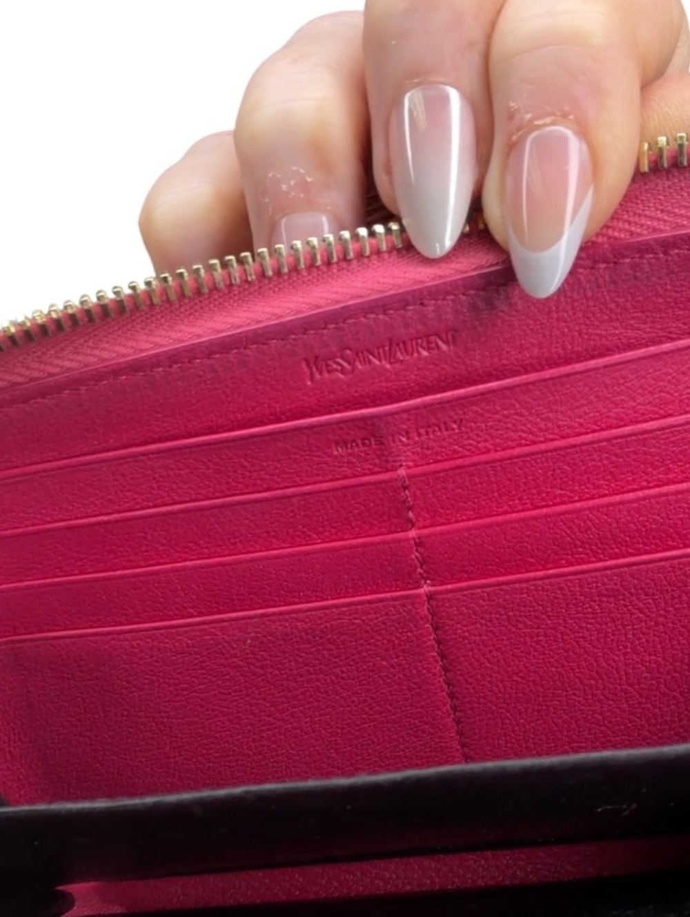 Saint Laurent Pink Leather Zip-Around Wallet - Picture 11 of 11